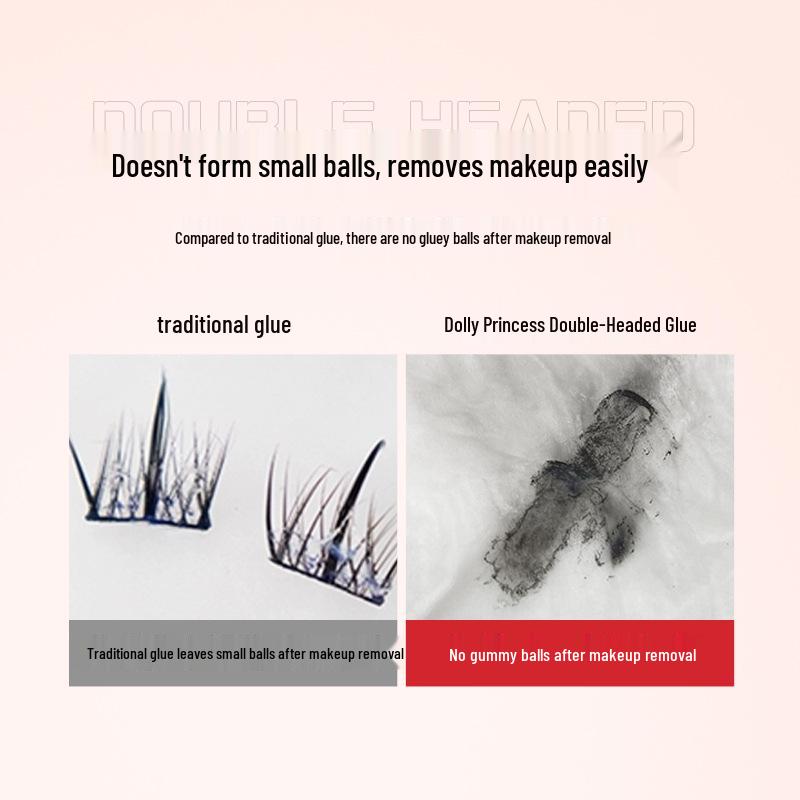 Водостойкая двухсторонняя тушь и клей для ресниц Dolly Princess – Нежная, быстросохнущая, не вызывающая раздражения «дождевик» для накладных ресниц