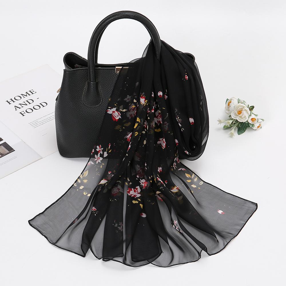 Длинный шарф-жоржет с цветочным принтом для женщин, мусульманская шаль, солнцезащитная накидка, женская пляжная повязка на голову 160*50 см