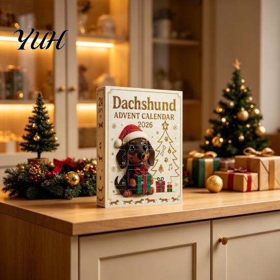 24 Days Surprise Charms 2026 Dachshund Advent Calendar, Christmas Dog Collectible Set, Pcs Collector Items 2D Acrylic Holiday Figures Countdown