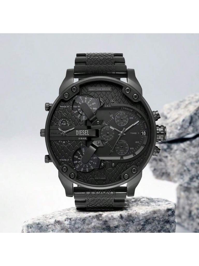 Diesel Мужские часы-хронограф большого размера 57 мм – Многосекционный стальной циферблат, Яркие часы для вечернего выхода, Уличный стиль и Заявление о себе – DZ7468