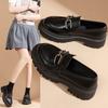 Plus Size 35-42 British Style Thick Soled Black Women's Leather Shoes New Spring and Autumn Thick Heel Loafers Women's Pumps