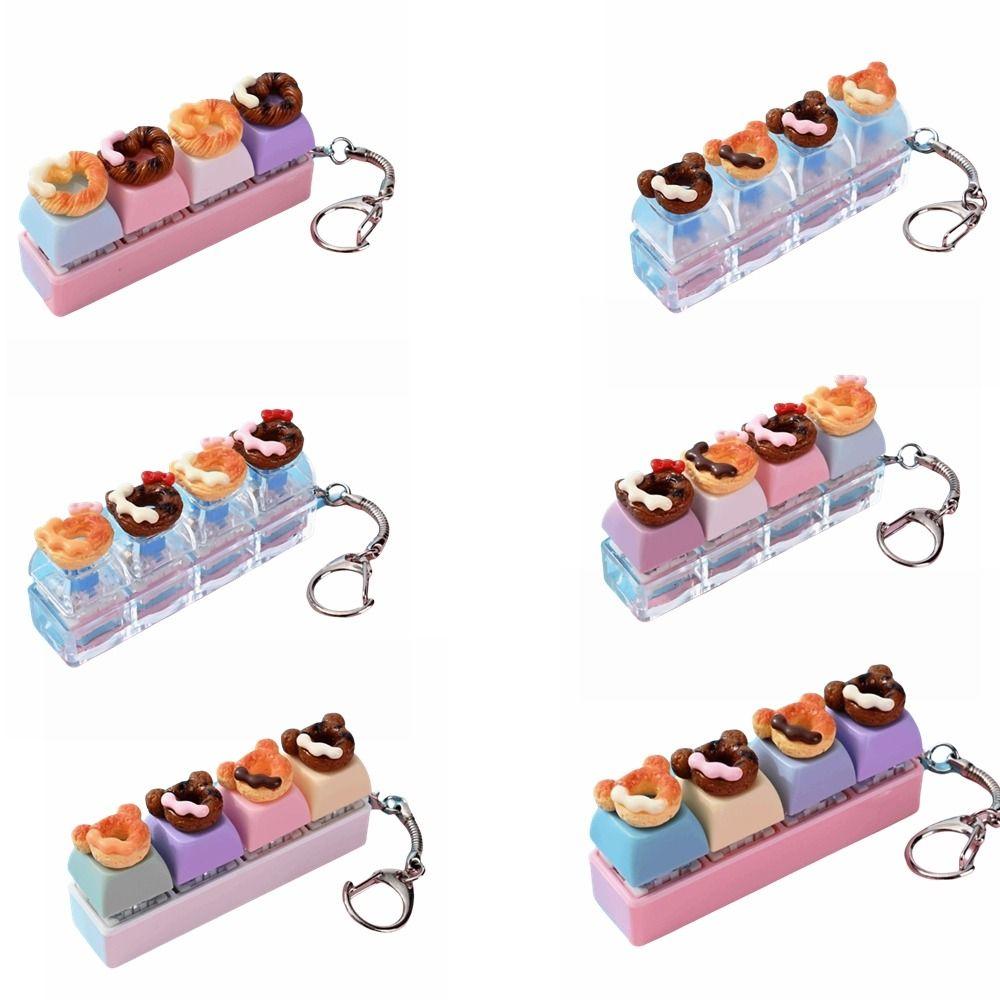 Fingertip Button Toy Fidget Key Chain Creative Mini Keyboard Pendant Keycap Keychain Key Decor