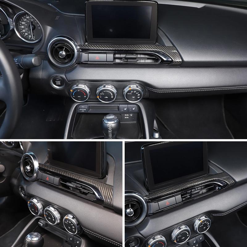 For Mazda MX-5 ND Miata 2016-2026 Real Carbon Fiber Car Center Console Dashboard Gear Shift Kit Cover Interior Accessories L/RHD