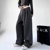 Женские черные широкие спортивные брюки в корейском стиле 2024 года — свободный крой на осень/зиму, повседневный, модный и утягивающий стиль