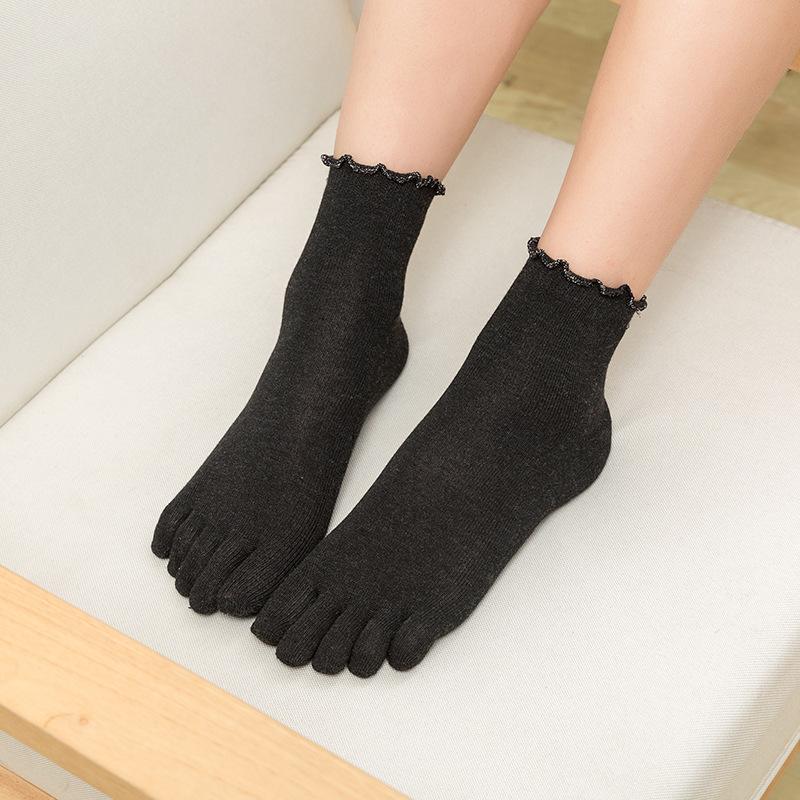 Cotton Five Finger Socks For Woman Edge Curl Fashions Colorful Loose Harajuku Short Socks With Toes Japanese Split Toe Socks