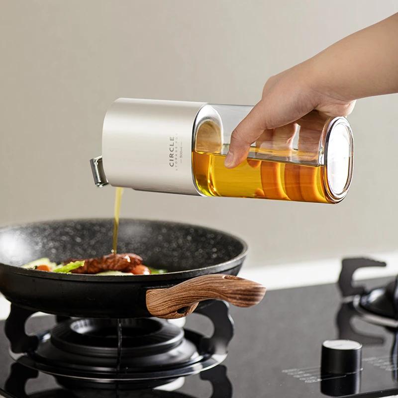 500ml Glass Oil Bottle Automatic Opening Olive Oil Condiment Container Gravity Soy Sauce Vinegar Dispenser Kitchen Tools