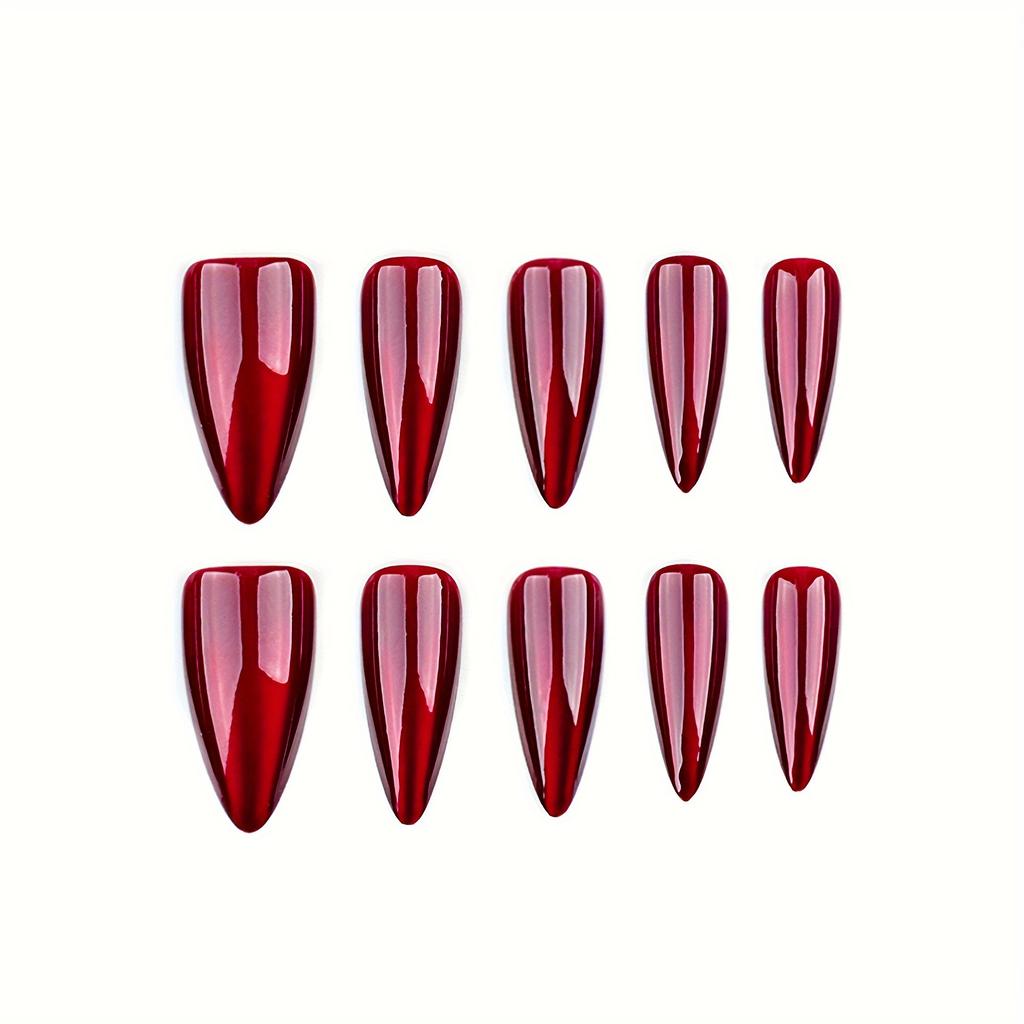 [Top-Rated] 30pcs Fashion Long Almond Shape Nails Red Cat Eye Halloween Press On Nails Acrylic Nails Fake Nails Nails Manicure Set Detachable