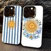 Флаг поддержки футбола Аргентины Чехол для телефона Для iPhone 17,16,15,14,13,12,11 Plus,Pro Max,XS,Цветной Посеребренный Внутренний Чехол