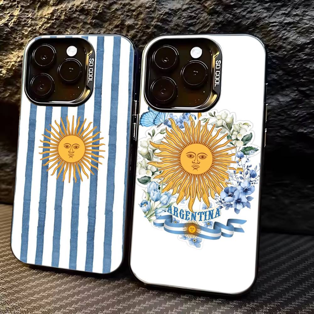 Флаг поддержки футбола Аргентины Чехол для телефона Для iPhone 17,16,15,14,13,12,11 Plus,Pro Max,XS,Цветной Посеребренный Внутренний Чехол