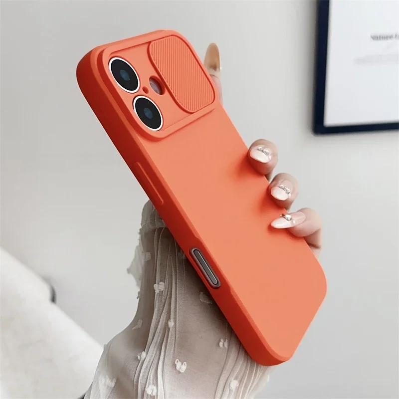 Защитная крышка-слайдер для объектива камеры для IPhone 16E 16 15 14 Plus 13 12 11 Pro XS XR Max 8 7 Чехол для телефона Ударопрочный Мягкий силикон