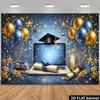 Двумерный плоский печатный фон для выпускного, Баннер для вечеринки с ноутбуком и дипломом