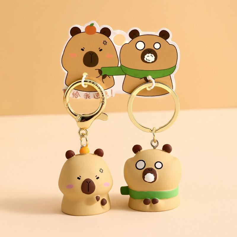 Adorable Cartoon Capybara Couple Keychain Cute Pvc Bag Pendant Ideal Gift For Couples
