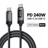 TOOCKI TX111C4 240 В OLED-дисплей USB-C кабель 1 м Быстрая зарядка Кабель для передачи данных 480 Мбит/с для ноутбуков/планшетов/телефонов