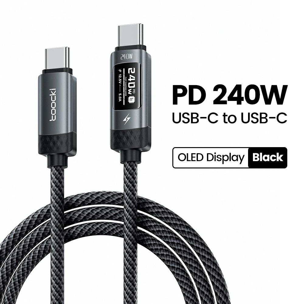TOOCKI TX111C4 240 В OLED-дисплей USB-C кабель 1 м Быстрая зарядка Кабель для передачи данных 480 Мбит/с для ноутбуков/планшетов/телефонов