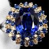 Vintage Cut Blue Rhinestone Flower Shaped Silver Color Ring Jewelry Size 6 - 10