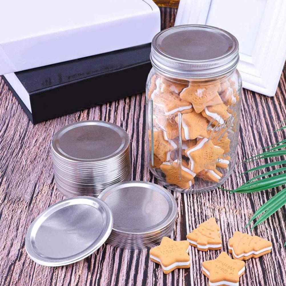 24 Pcs Tinplate Cover Metal Canning Jar Lids Spill Proof Caps Wide Mouth Mason Airtight Bottle Caliber Reusable