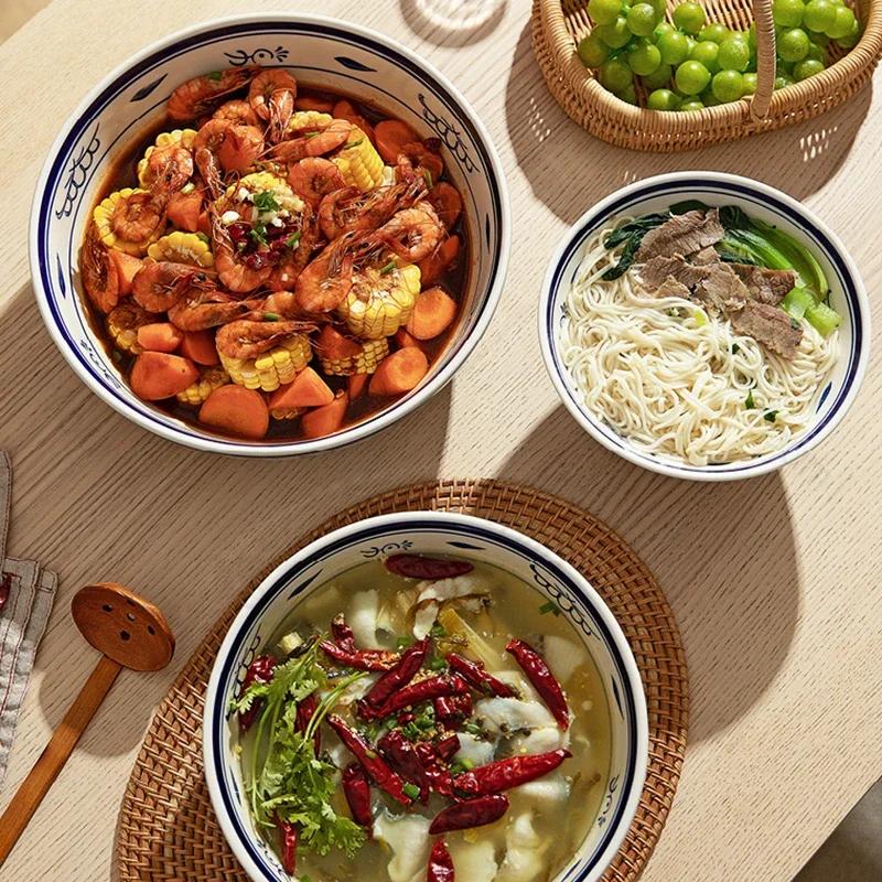 Керамические миски в ретро-японском стиле, столовая посуда, роскошный отель, ресторан, восхитительная миска для рамэна, домашняя креативная изысканная суповая миска