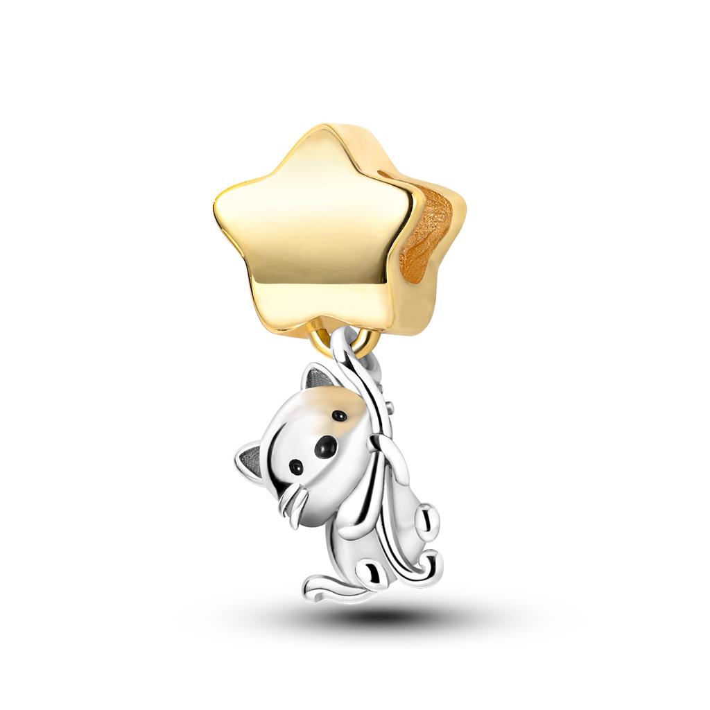 New Gold Series Copper Charms Sparking Gold Plated Pendant Bead Leopard Dog Fit Original Bracelet Diy Jewelry