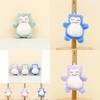 Cuddly Cartoon Snorlax Keychain Lavender And Blue Colors Soft Plush Material