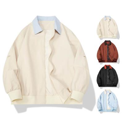 Женское повседневное пальто с лацканами и длинным рукавом, цветная эластичная кромка, куртка на молнии