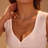 GEMCHIC Женское стальное ожерелье с цветными кубическими циркониями Винтажный французский ретро-стиль Ins Высококлассное ощущение Цепочка на ключицу