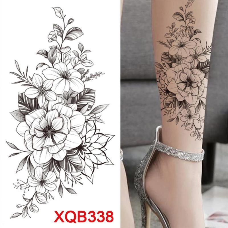 1 шт. татуировка наклейка водонепроницаемая временная татуировка дамы пион Дейзи олень луна цветок татуировка черный череп татуировка боди-арт нога татуировка всего тела наклейка