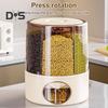 Герметичный дозатор сухого зерна, большая емкость, 6 отсеков, прозрачный вращающийся на 360 градусов дозатор риса, зерновое ведро