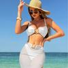 New Sexy Solid Color Three-piece Mesh Dress Swimsuit Bikini Bikini TEMU