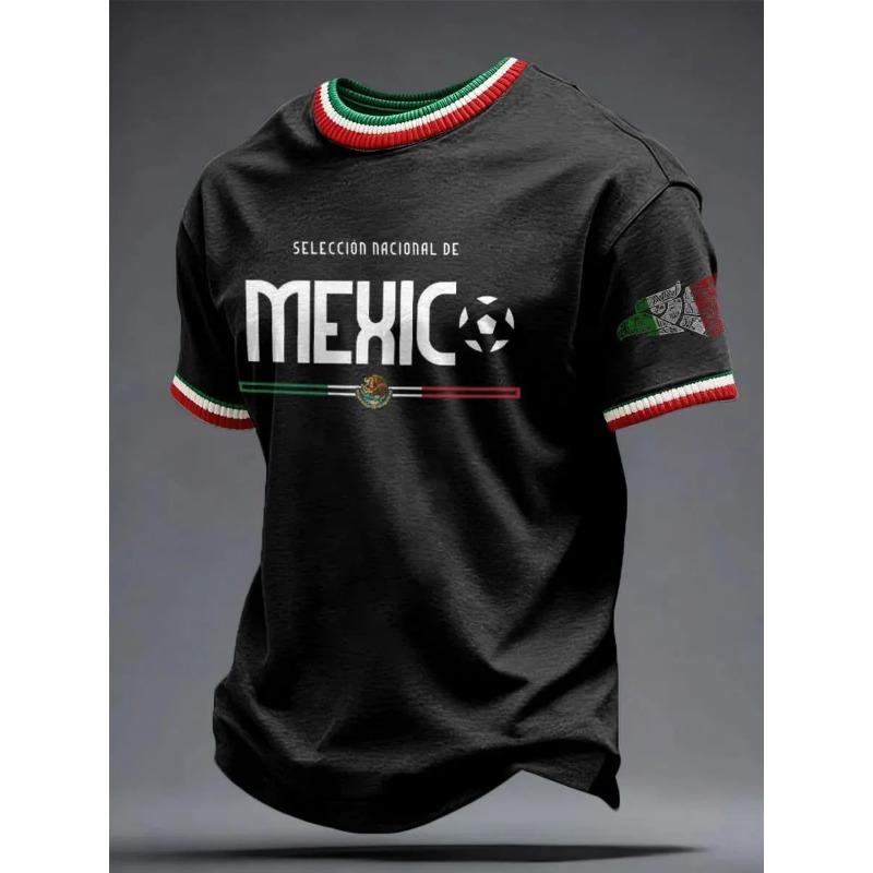 New Men Mexico National Soccer Jersey 3D  Print Quick Dry Football T Shirt  Sports Training Tee for Fan Match Daily Wear