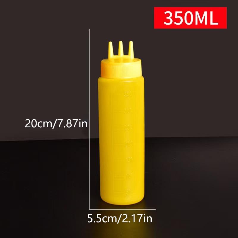 3 Holes Sauce Squeeze Sauce Bottles Condiment Dispenser With Lids Oil Bottle Kitchen Tool Seasoning Mustard Salad Storage Jar