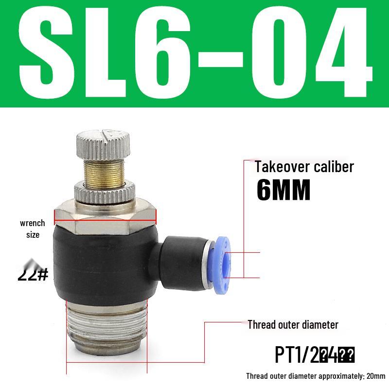8mm Pneumatic Cylinder Throttle, SL8-02 Adjustable Air Hose Valve Connector, SL4-M5 Air Adjustment.