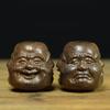 Collectibles Chinese Hand Carved Wooden Buddhism Four Face Buddha Head Statues