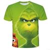 New 2025 Christmas Cartoon Green Fur Monster 3D Printed Men  Short Sleeve Grinch