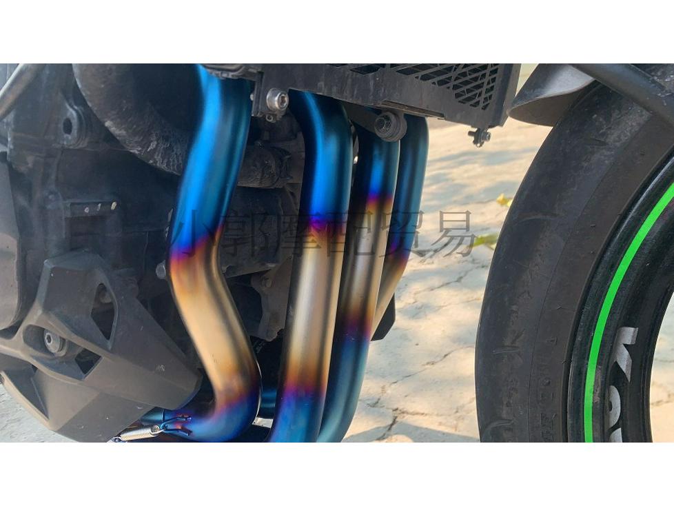 Kawasaki Z900 Titanium SC Exhaust System: Blue-Baked Front Section for Motorcycle Modification