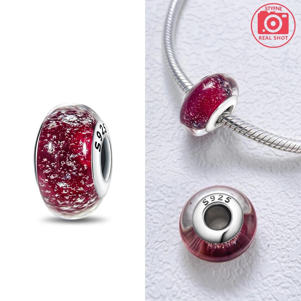 925 Silver Bracelet Women DIY Gift Murano Jewelry with Flower Blue Star Green Turtle Glass Beads