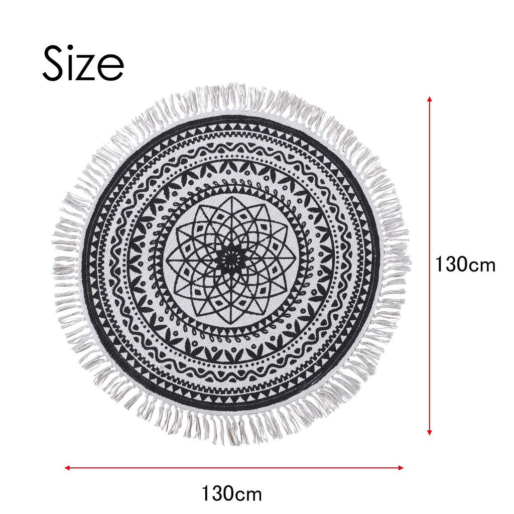 Azumaya-kk Rug, Black, Width 130cm x Depth 130cm, TTR-135