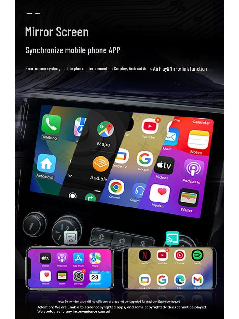 Умный автомобильный хост 4-в-1 для зеркалирования экрана Apple/Android и беспроводного CarPlay