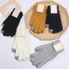 1 Pair Knitted Double Layer Warm Gloves for Women & Men Winter Autumn Touch Screen Adult Gloves