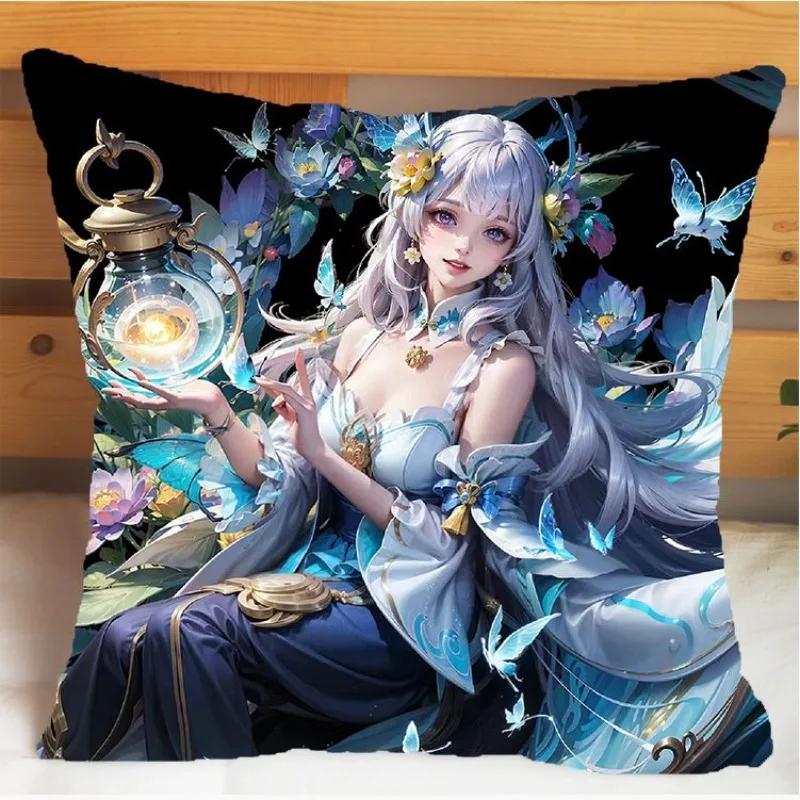 Arena of Valor Honor of Kings Xi Shi Подушка и наволочка Чехол для подушки-подушки Двусторонняя печать Плюшевые декоративные подушки 40x40см