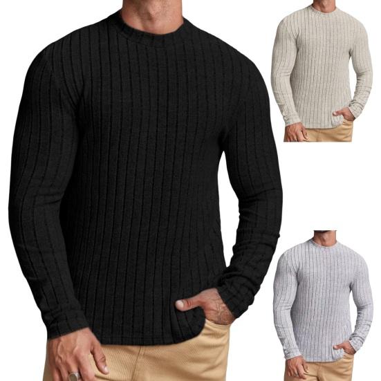 Мужской спортивный топ облегающего кроя, однотонный, с круглым вырезом, эластичный, средней длины, с длинными рукавами, пуловер, домашняя одежда, для занятий спортом, бега, баскетбола, футболка