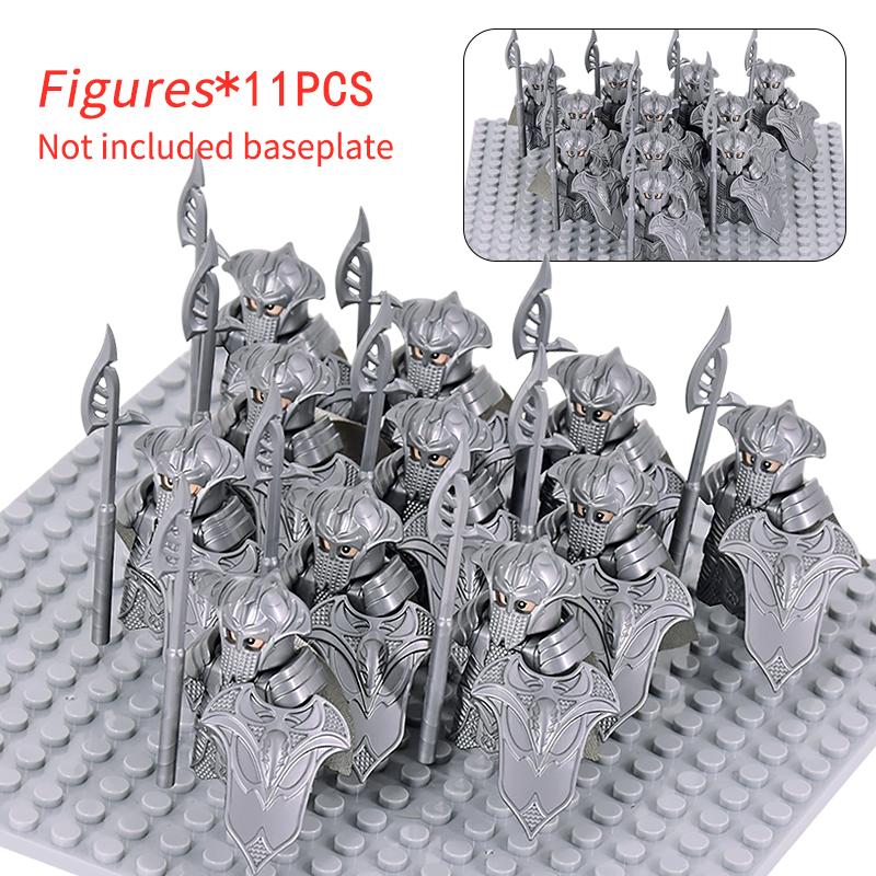 11 шт. средневековых эльфов, солдат Рохана, гвардейская армия, lotr, фигурки, мини-кирпичи, куклы, сборные строительные блоки, MOC, игрушки «сделай сам» для детей, подарки