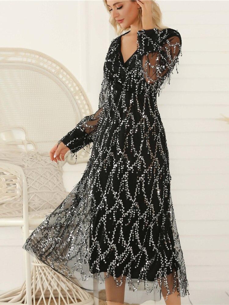 Elegant Bodycon Women's Dress for Women 2022 Summer Long Sleeve Maxi Party Bling Dresses Woman Robe Femme Ladies Vestidos Mujer
