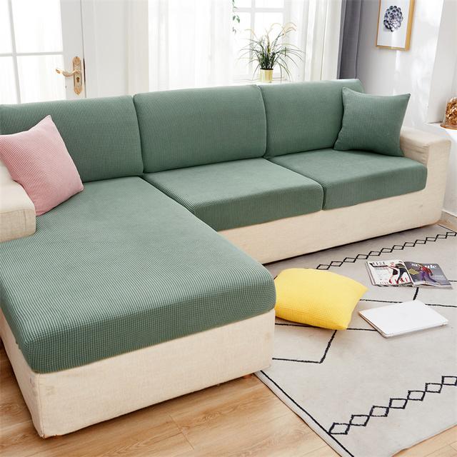 Жаккардовый чехол для подушки на сиденье дивана, чехол на стул, эластичный моющийся съемный чехол для сиденья, флисовая защита для дивана