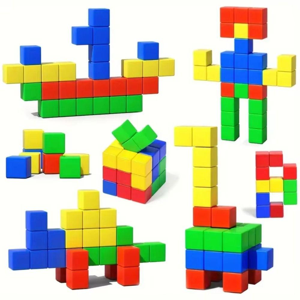 Plastic Puzzle Magnetic Cube STEM Toy Building Blocks Cube Building Toys Magnetic Kids Toy