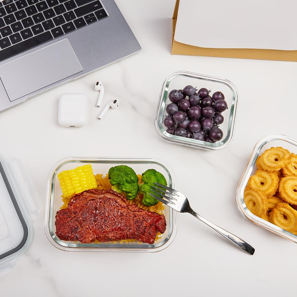 8 шт. стеклянных контейнеров для хранения продуктов, набор, безопасный для микроволновой печи, герметичный ланч-бокс Bento, многоразовый, морозильник, пригодный для мытья в посудомоечной машине, прочный кухонный органайзер