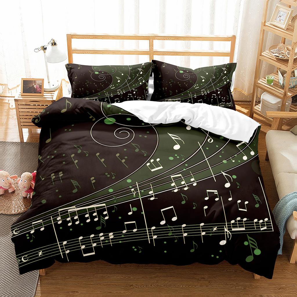 Piano Pattern Duvet Cover Queen King Size Classic Music Themed Bedding Music Pattern Geometric Stripes Room Decor 3 Piece Set