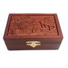 Vintage Wooden Farmer Embossed Jewelry Trinket Organizer Storage Box with Buckle