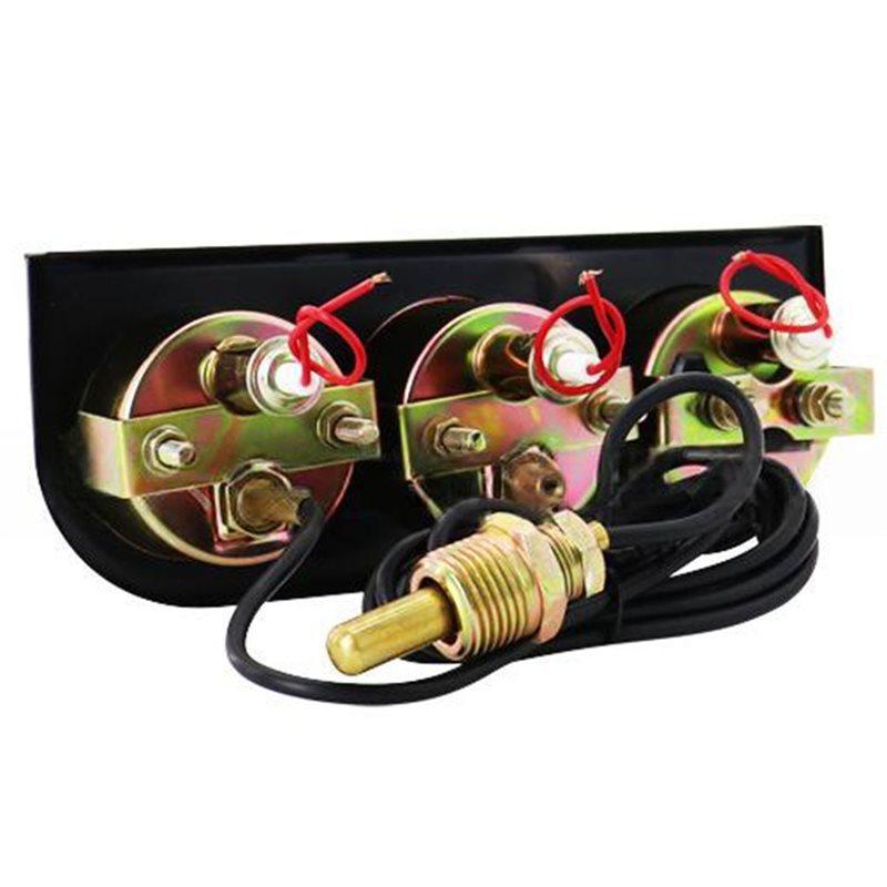 Efficientt-Car 12V 3 In 1 Triple Gauge Kit With Sensor-Water Temp C/F, Oil Pressure PSI, Voltmeter Mechanical Gauge Set