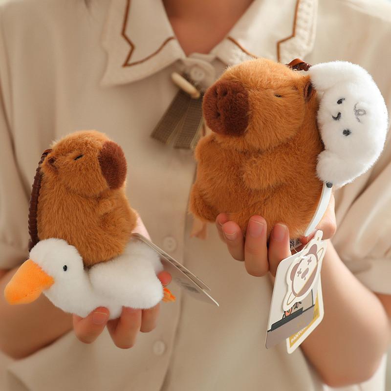 Lovely Capybara Pull String Plush Keychain Available In Various Charming Animal Designs