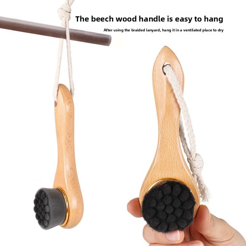 SPA Щетка для умывания лица Бук Длинная ручка Нано шелковая очищающая щетка для умывания лица Снятие макияжа Черные точки Мягкая массажная щетка